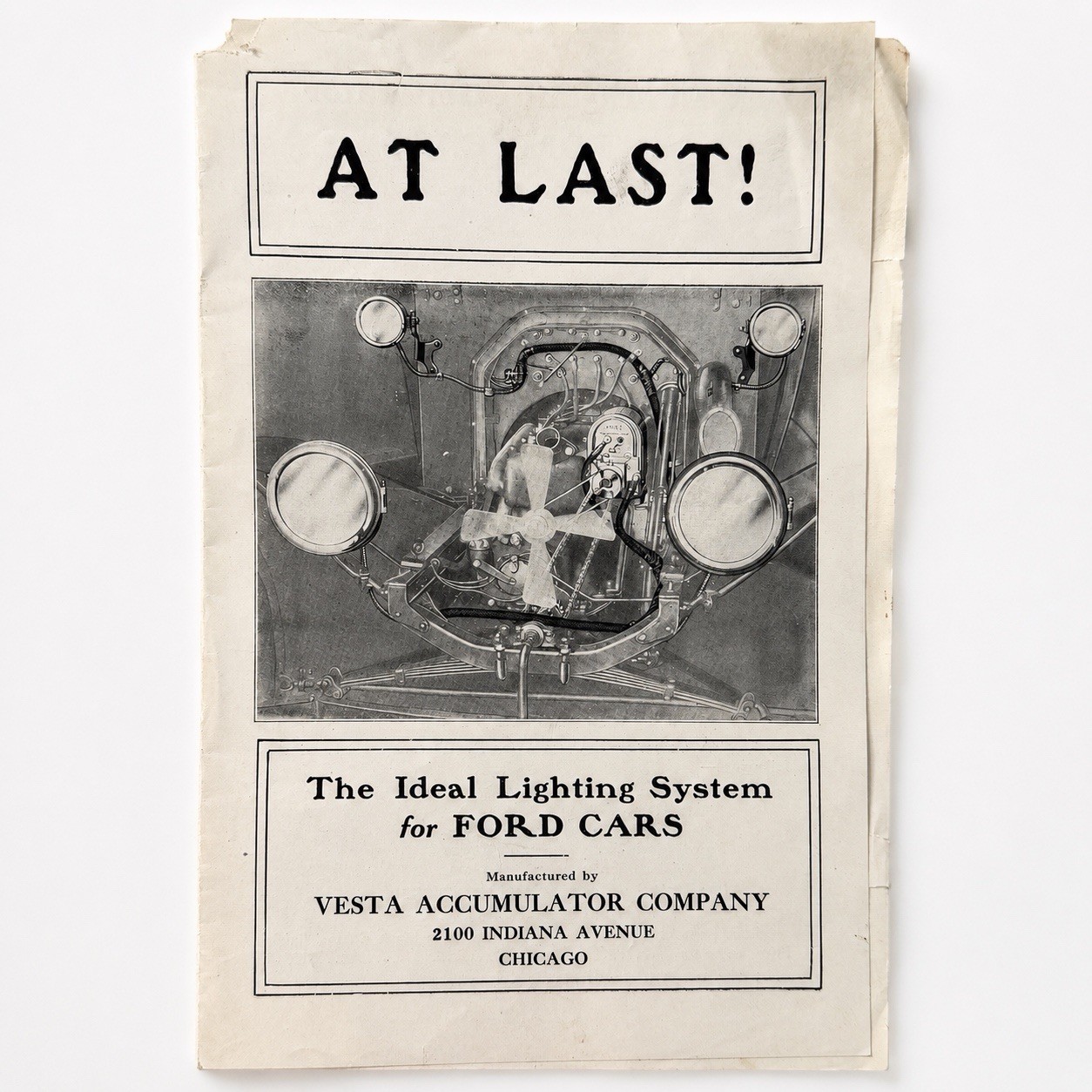 Antique 1912 Vesta Ford Model T Lighting System Sales Brochure Chicago Diagram