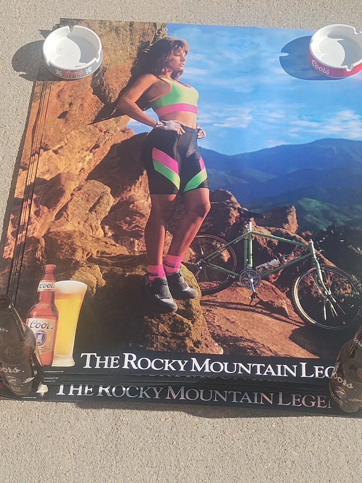Vintage Coors Cycling Poster 1990 Sexy Girl Mountain Bike Banquet NOS Original 