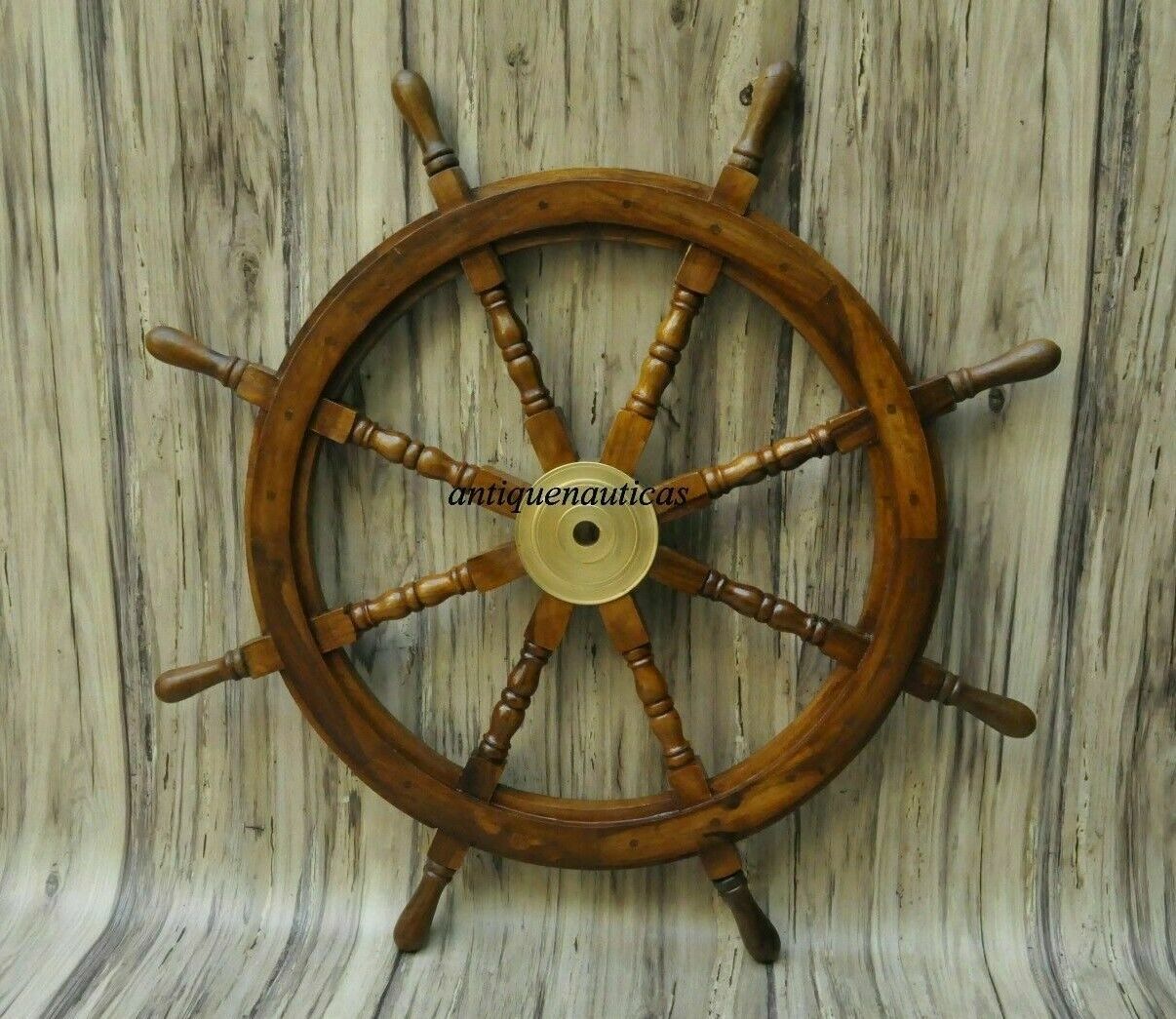 36 Inch Wooden Ship Steering Wheel Pirate Décor Wooden Brass Finishing Wall Boat 36 Inch Wooden Ship Steering Wheel Pirate Décor Wooden Brass Finishing Wall Boat