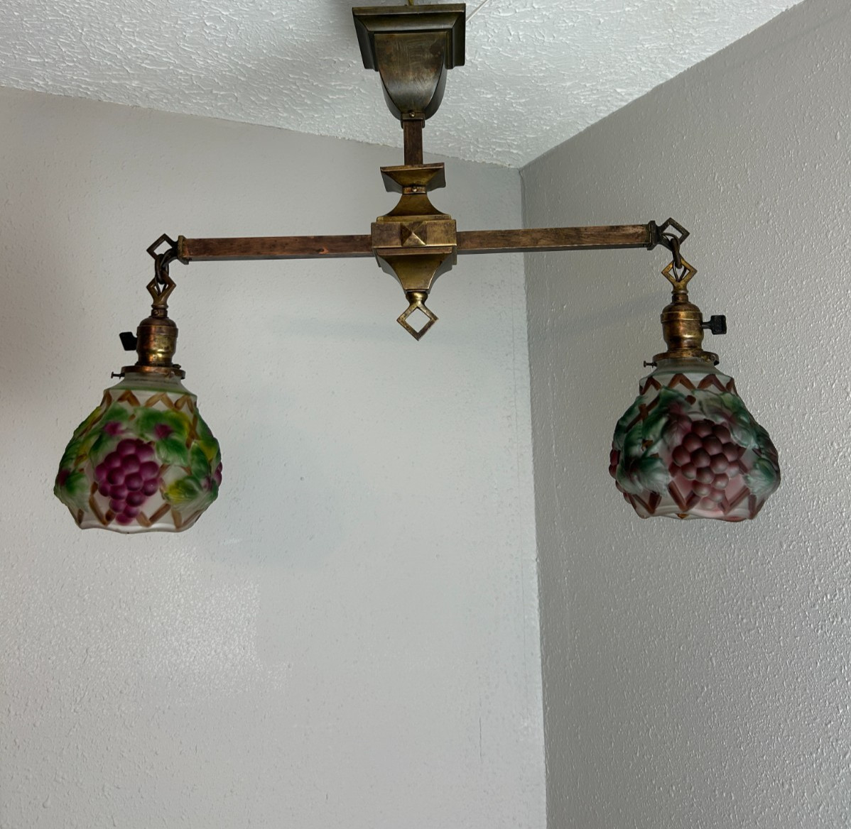 antique Mission 2 light Arts & Crafts Brass Fixture antique Mission 2 light Arts & Crafts Brass Fixture