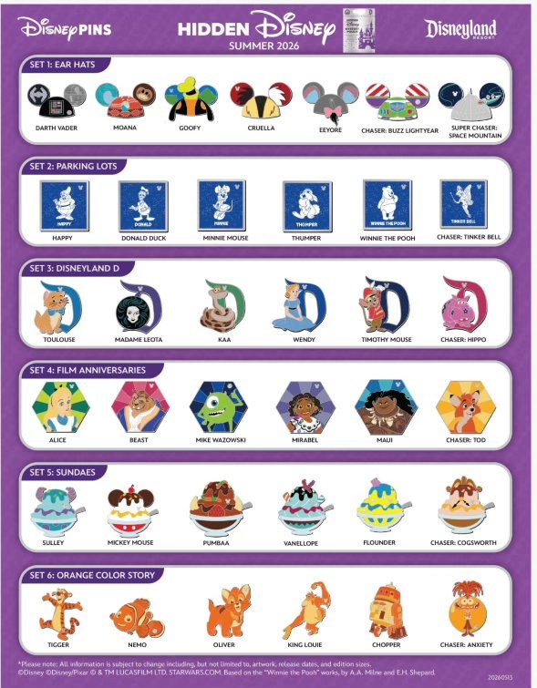 Pre Sale Disneyland Hidden Disney 2026 Wave B Mystery Pin Bag (Purple Packs)