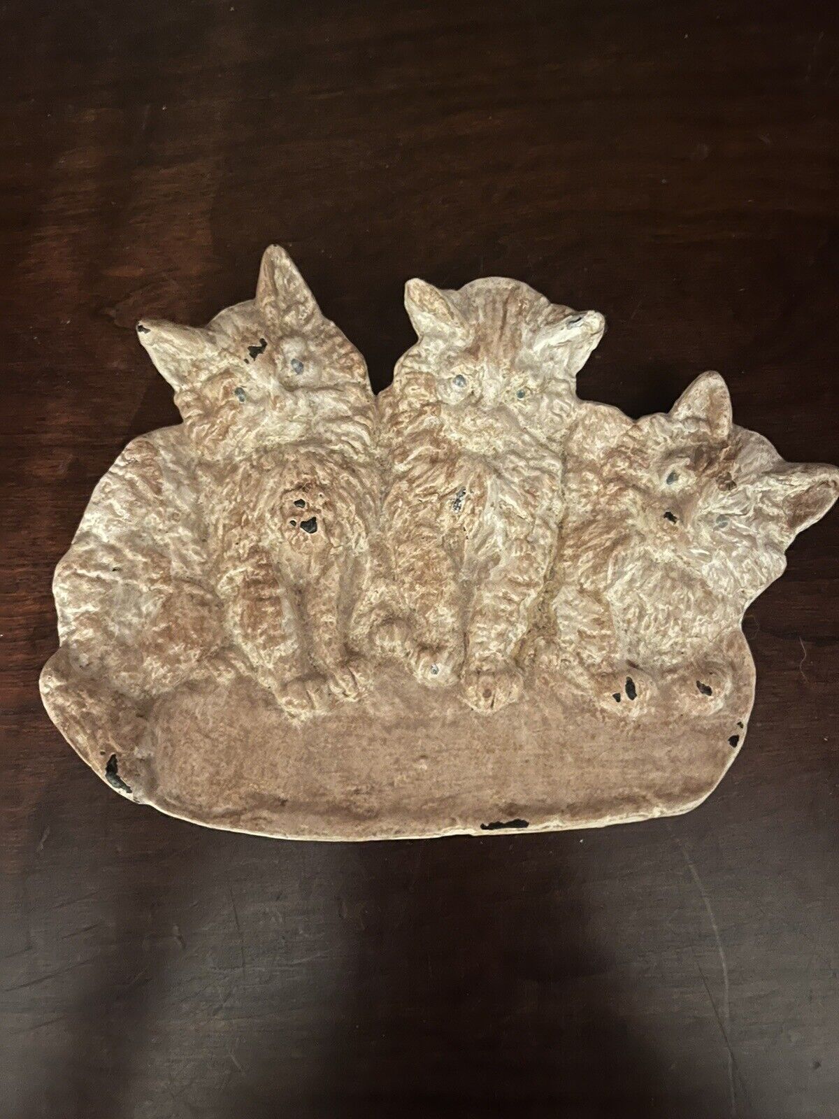 Antique Early 1900’s Cast Iron Cats Tray Trinket Dish Or Wall Hanging