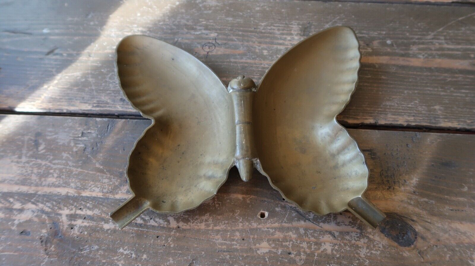 Vintage Bohemian Brass Large Butterfly Ashtray 7.75\