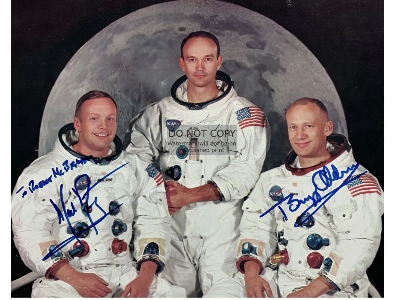 APOLLO 11 CREW BUZZ ALDRIN NEIL 8X10 PRINTED SIGNATURE / AUTOGRAPH REPRINT