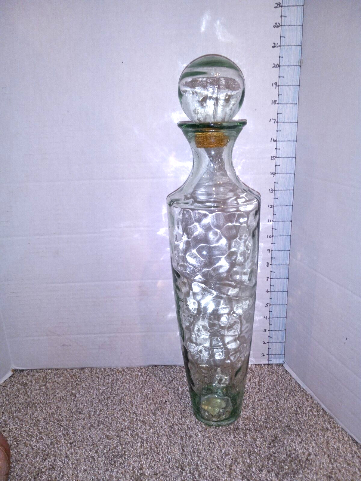 Wavy Clear Glass Decanter with Stopper Spain 20 1/2\