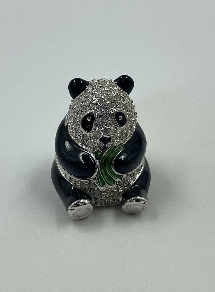 Estée Lauder Jeweled Panda Bear Crystal Compact Solid Perfume HTF No Box/pouch