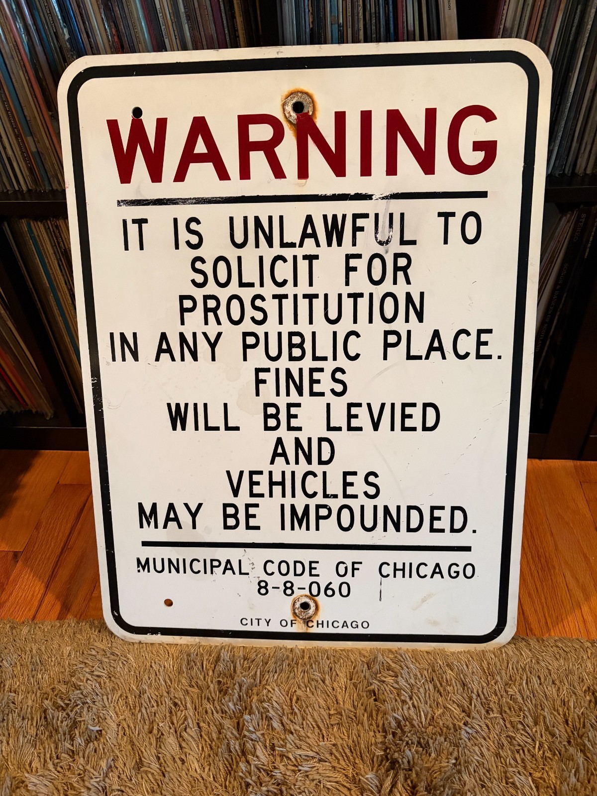 Vintage ORIGINAL City of Chicago Prostitution Sign 18 X 24 70\'s/80\'s