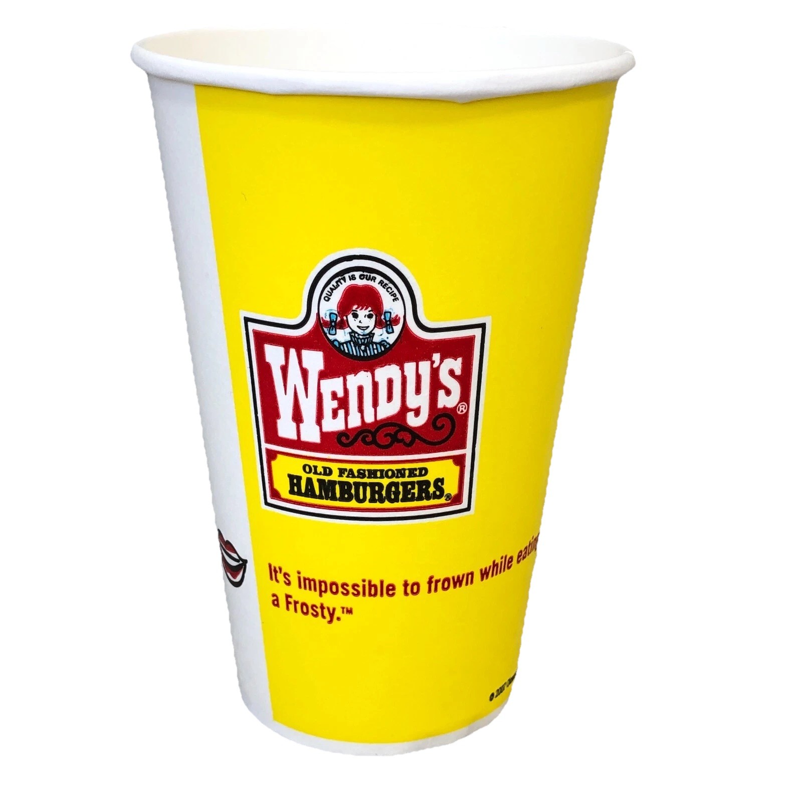 Vintage Wendys Cup Wax Paper Yellow Y2K Movie Prop 2007 Retro Restaurant NOS