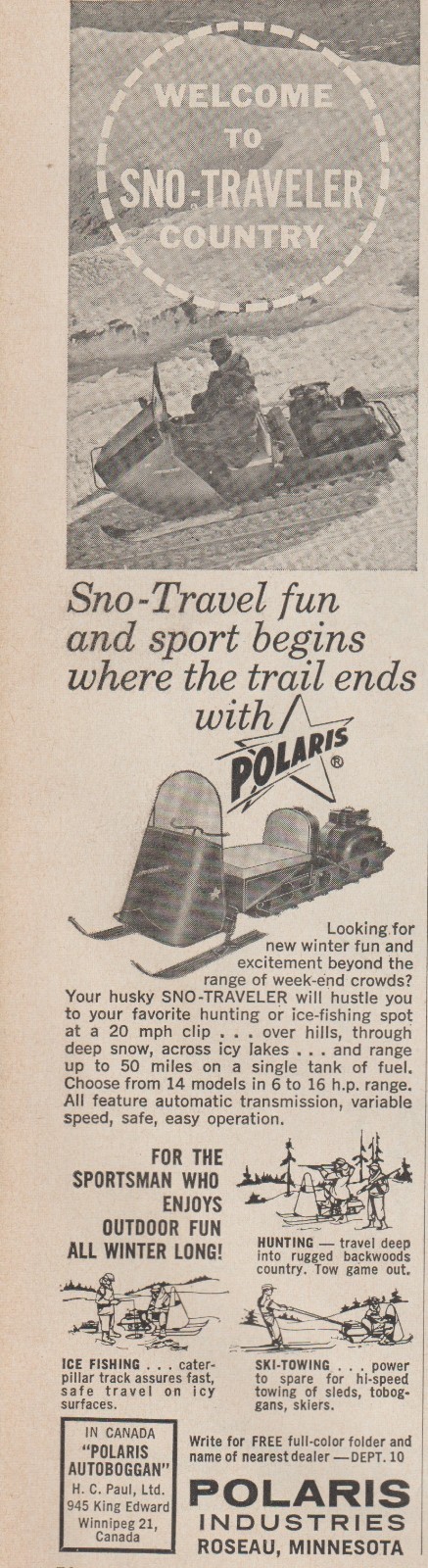 1962 Polaris Sno-Traveler Snowmobile -\