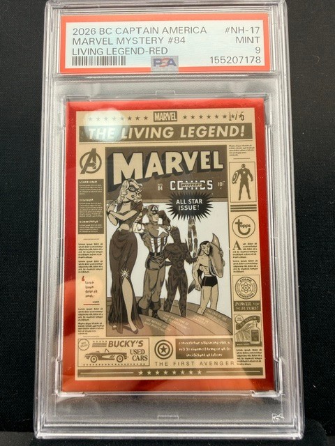 Marvel Mystery #84 2026 BC Captain America #NH-17 Red 1/5 PSA-9