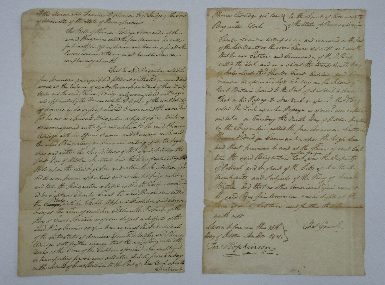 Francis Hopkinson SIGNED AUTOGRAPHED Declaration Signer Revolutionary War 1781