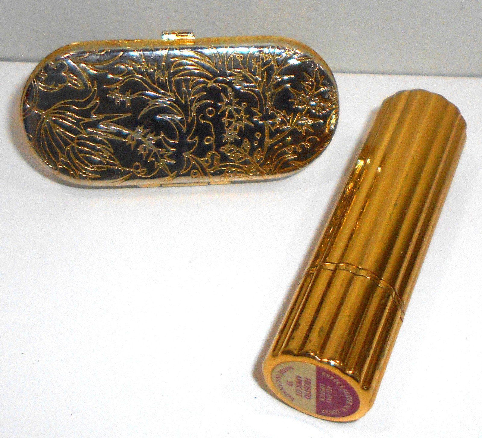 Vtg Este Lauder Flip Mirror Lipstick Compact Clip -All Day Frosted Apricot #39