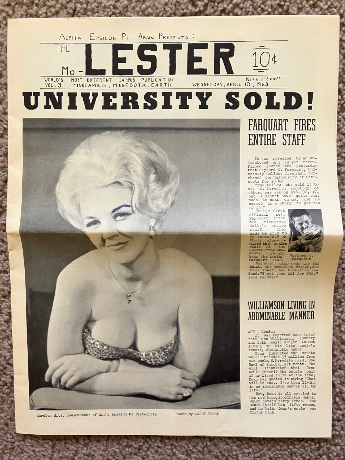 Vtg 1960s The Lester Alpha Epsilon Pi University of Minnesota Campus Publication