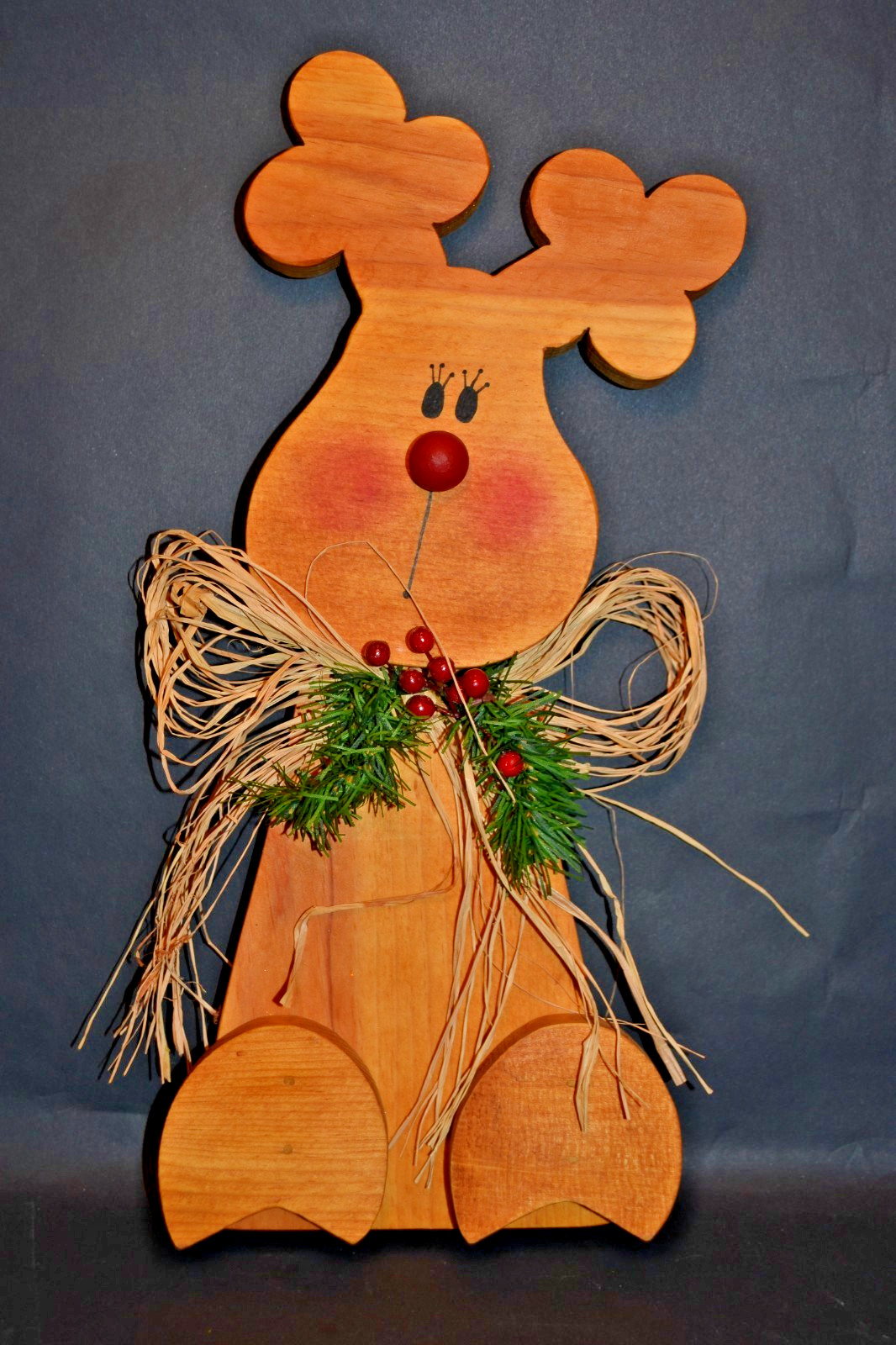 Handmade Handpainted Wooden Rudolf Reindeer Vintage 15\