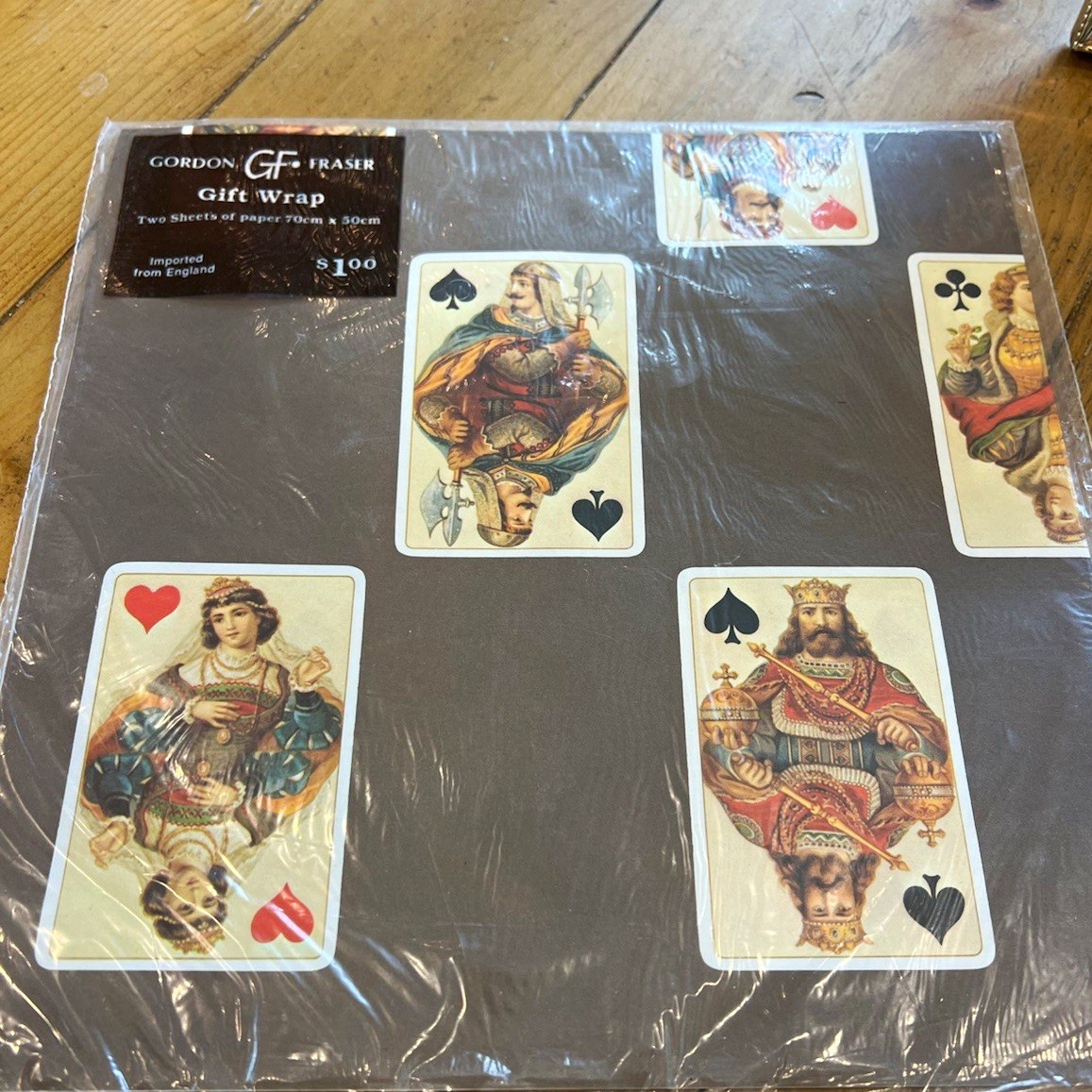 Vtg 1970s Gordon Fraser Gift Wrap Sealed Playing Cards Motif 2 Sheet England NOS