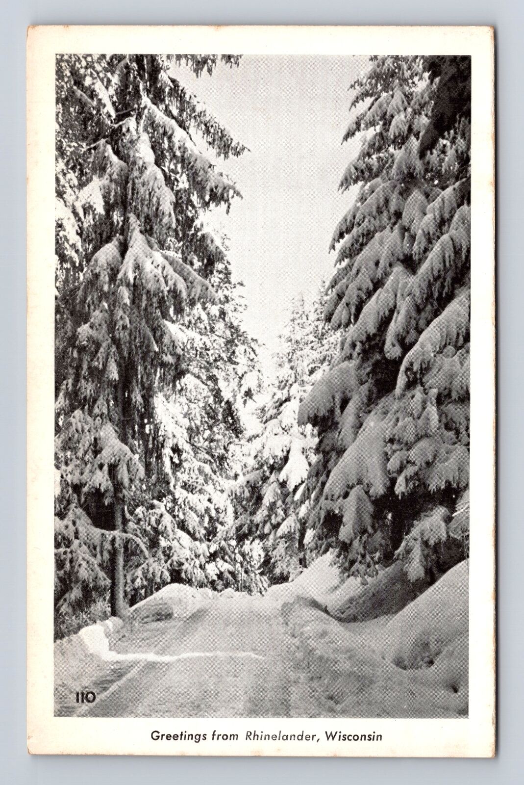 Rhinelander WI-Wisconsin, Scenic Greetings, Snowy Roadway, Vintage Postcard