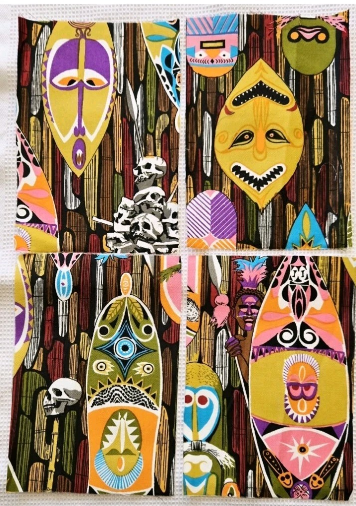 Vintage Disney Headhunter Enchanted Tiki Room Fabric 22 PIECES 1960s RARE Vintage Disney Headhunter Enchanted Tiki Room Fabric 22 PIECES 1960s RARE