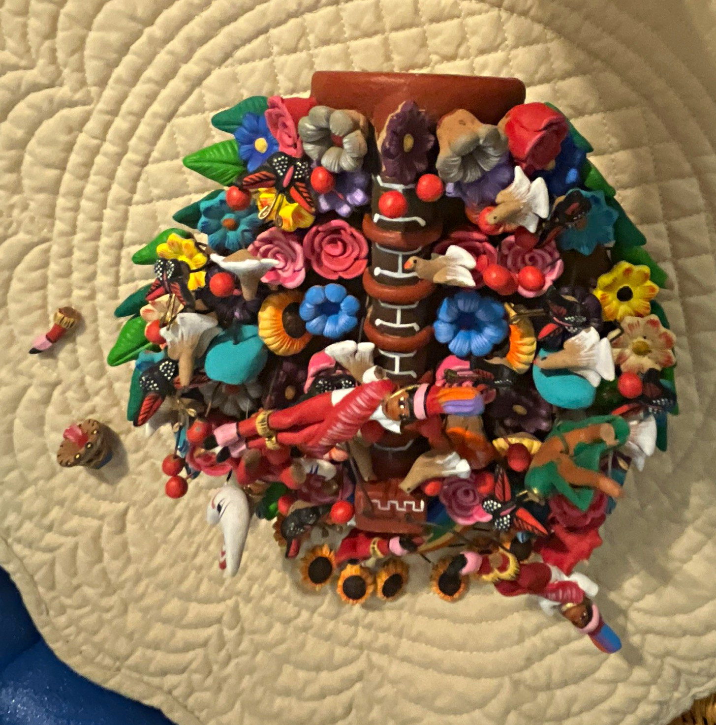 Handmade Mexican Folk Art Clay Wall Hanging Tree of Life with Figures Handmade Mexican Folk Art Clay Wall Hanging Tree of Life with Figures
