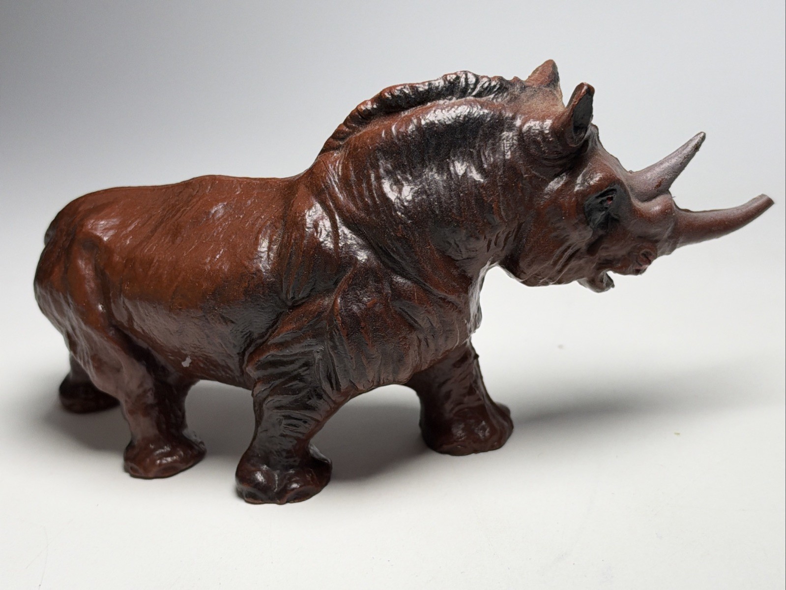 Vintage 1950s J.H. Miller Wax Plastic Dinosaur Woolly Rhinoceros Rhino w/ Damage