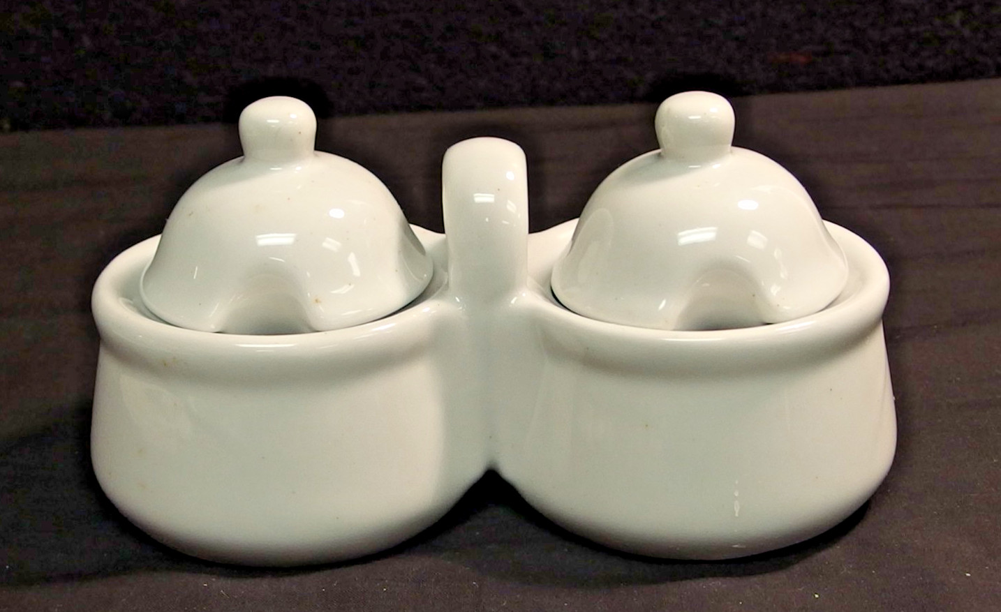 Houston Harvest Ceramic White Lidded Double Condiment Set
