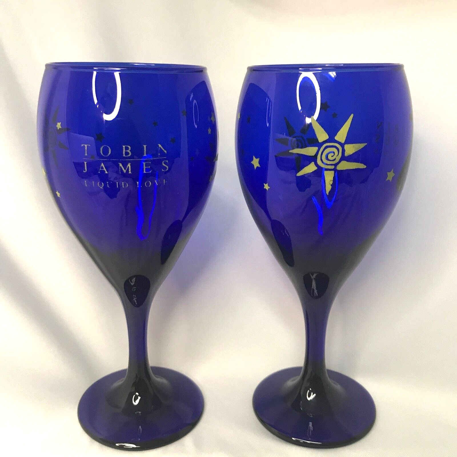 Tobin James Libbey Cobalt Blue Liquid Love Celestial Wine Glasses - Set Of 2