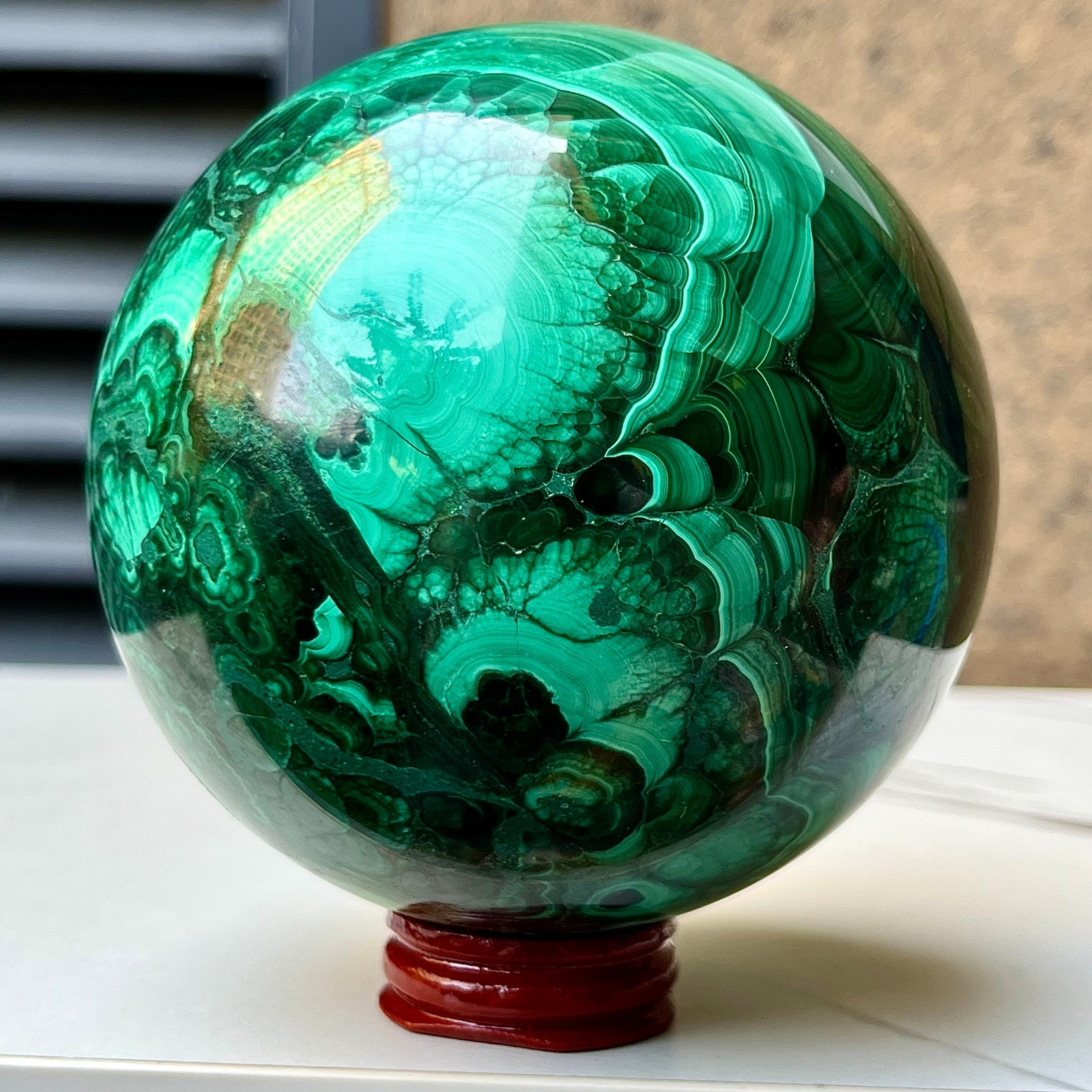 4.4 lb  Natural Polished Malachite Sphere Green Crystal Healing Mineral