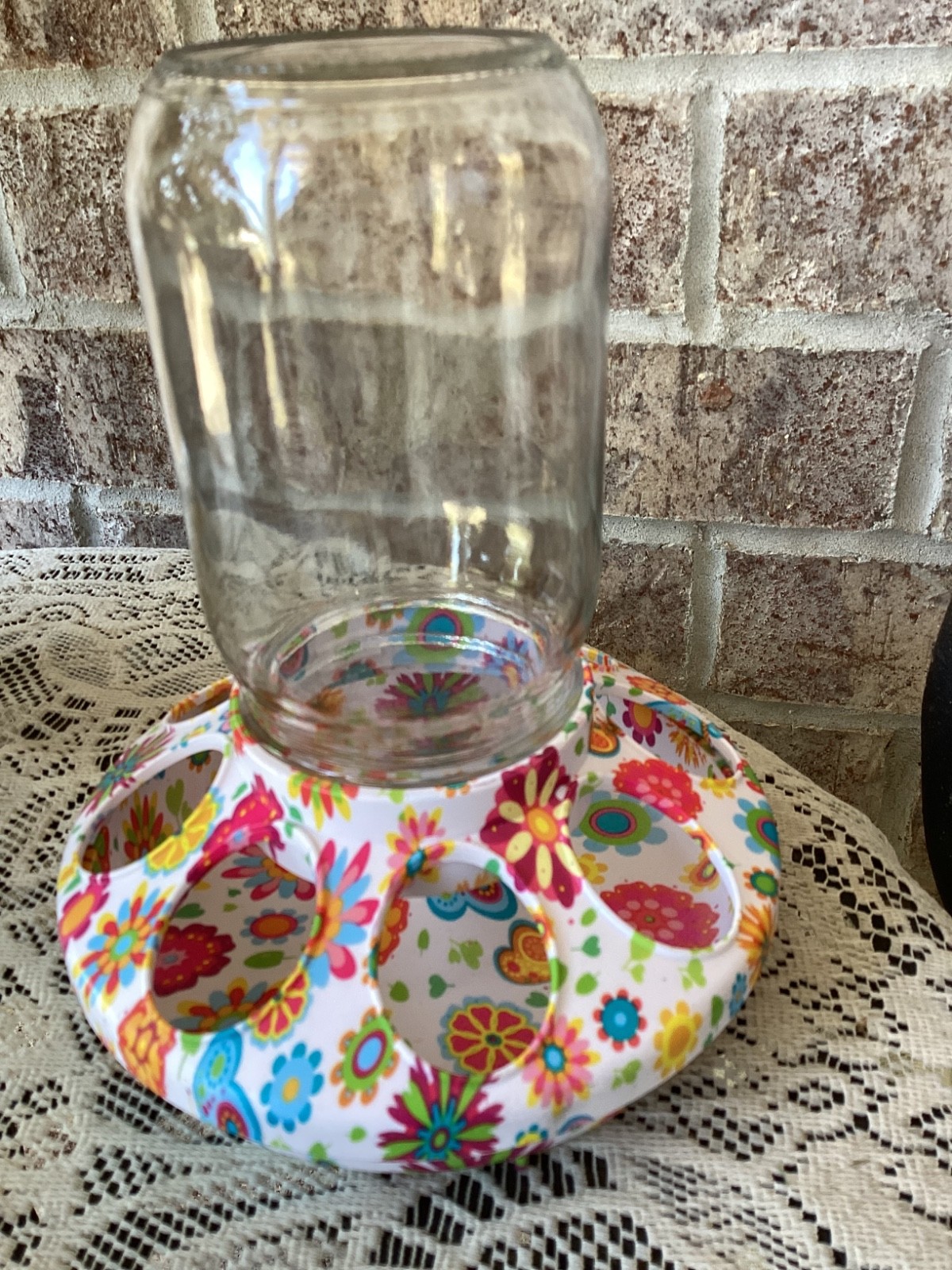 Chick Feeder W/Jar - Candy Or Button Holder Country Farmhouse