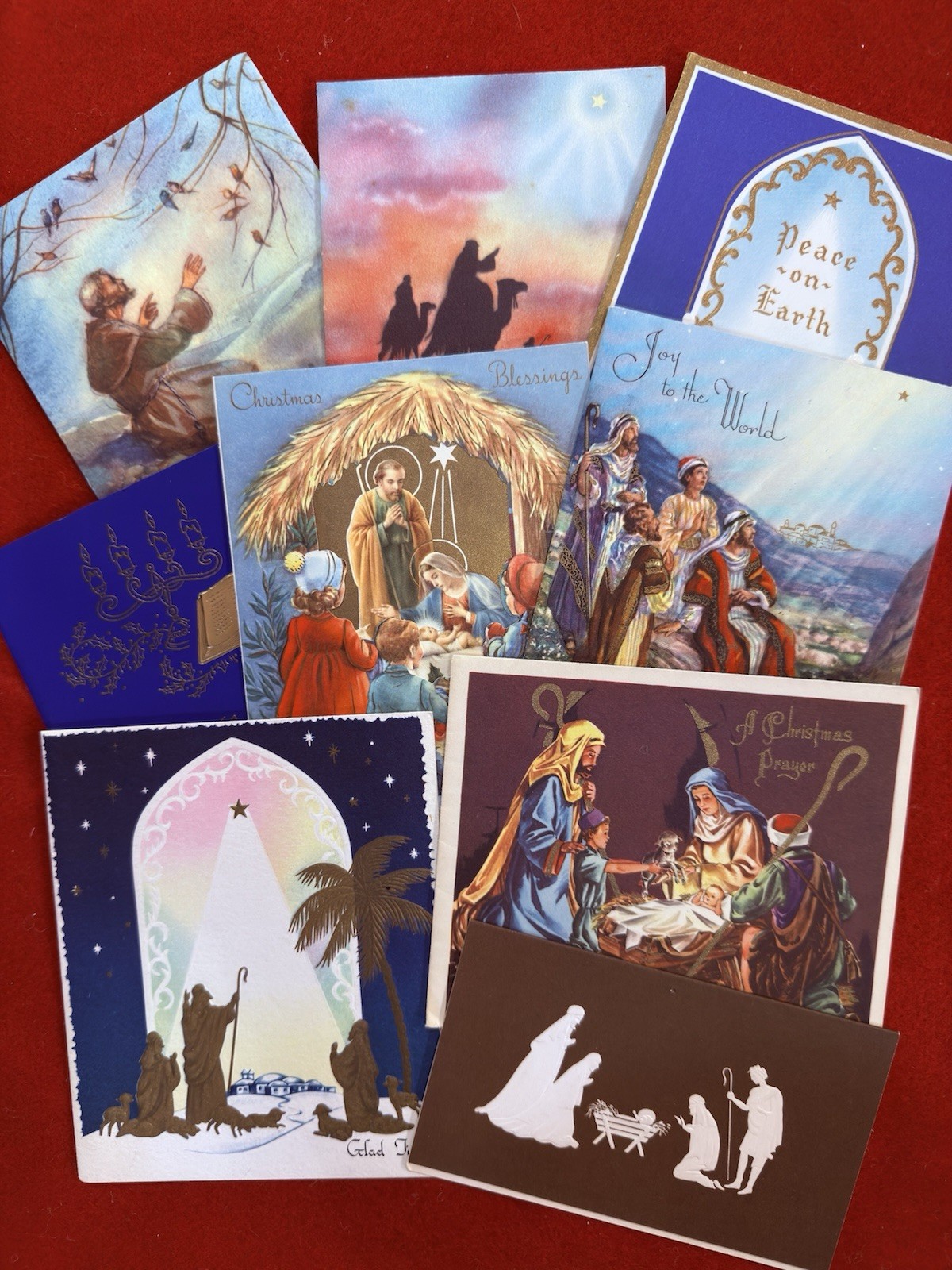 Lot Of 9 Vtg Religious Christmas Cards Wise Men Jesus Nativity Gorgeous Cards