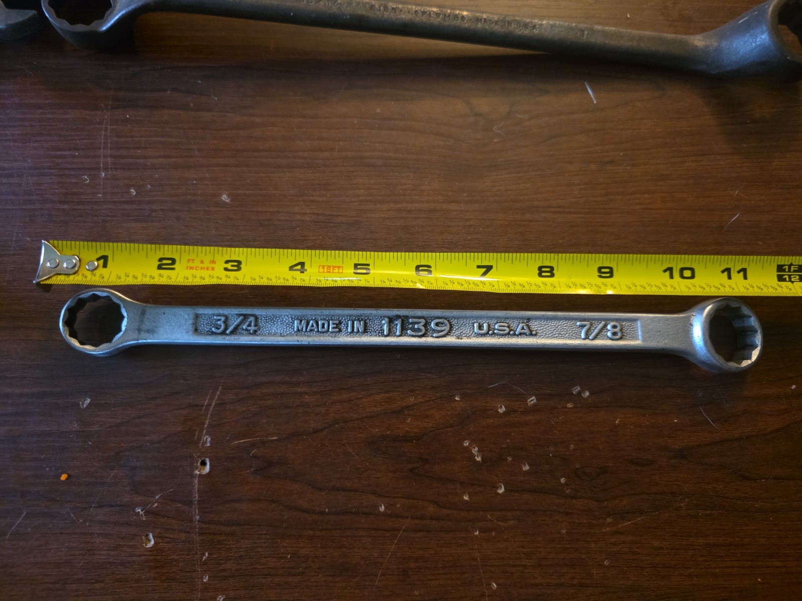 1939-45 Vintage PLOMB Tools 7/8 X 3/4 inch Box End Wrench Model No. 1139