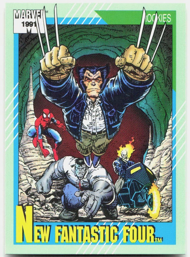 1991 MARVEL CARDS ROOKIES NEW FANTASTIC FOUR 149 WOLVERINE - HULK - SPIDERMAN GR