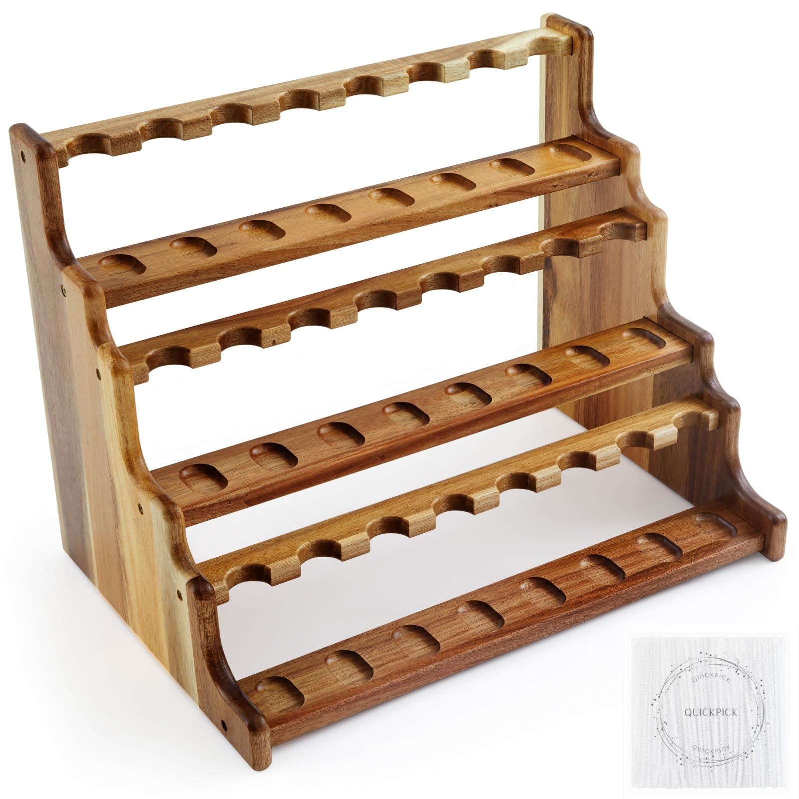 Acacia Pipe Stand Holder for 24 Smoking Pipes Acacia 3-layer Smoking Pipe Stand