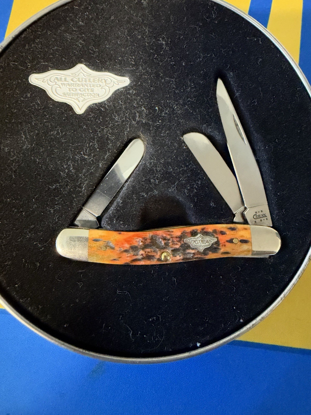 2002 CASE XX 6318, AUTUMN BONE STOCKMAN Pocket KNIFE and Collectors TIN (NIB) 