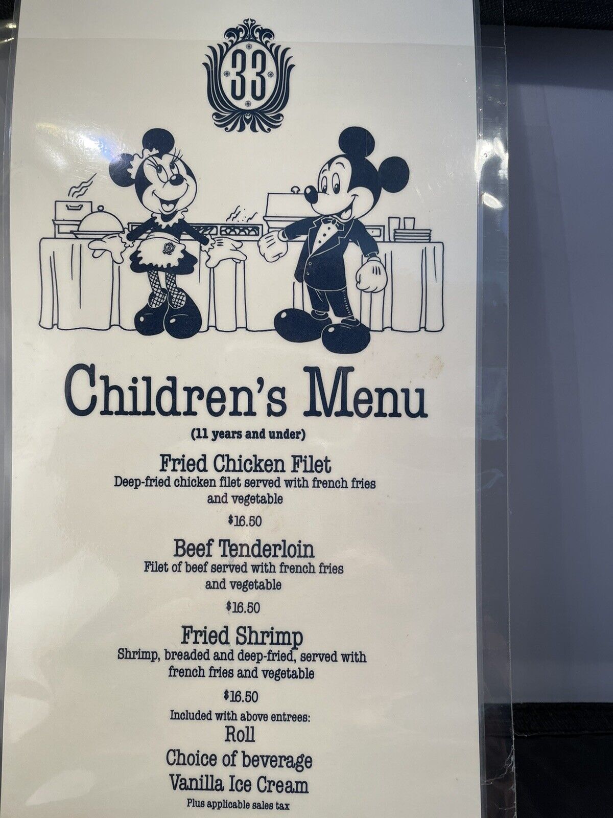Disneyland Club33 rare children’s menu From many years ago