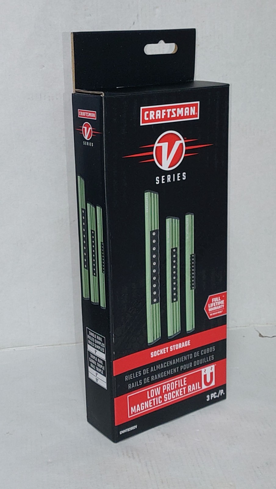 Craftsman V- Series Low Profile 3 Piece Magnetic Socket Rail Green CMMT92002V