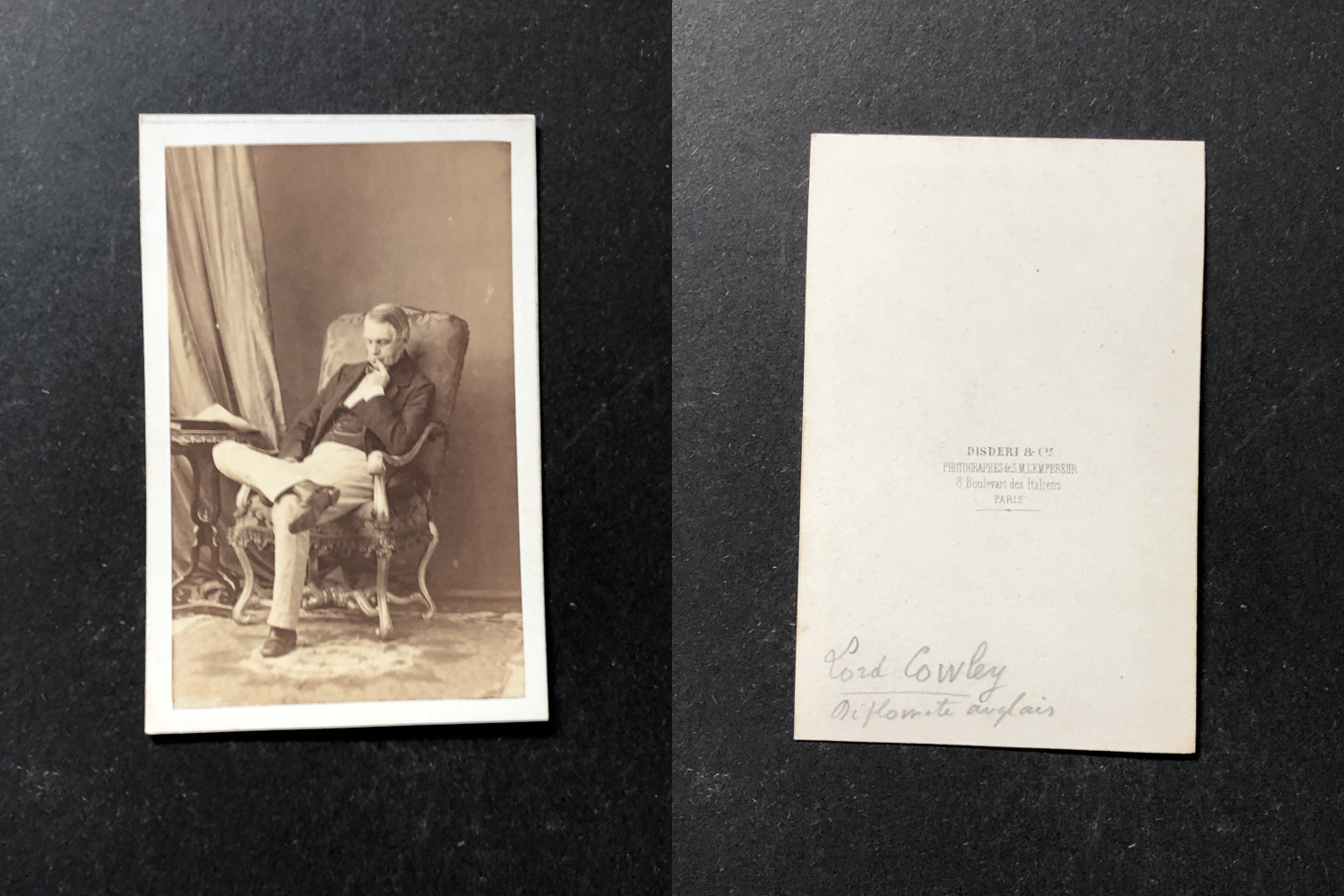 Disderi, Paris, Lord Cowley, English diplomat, circa 1860 vintage cdv albumen p