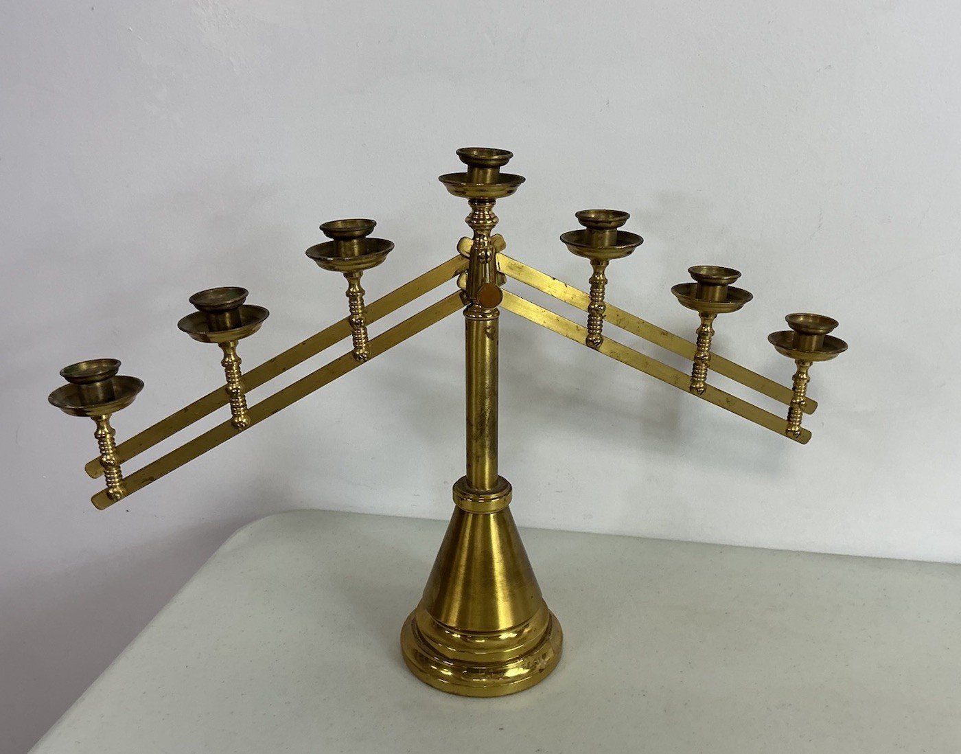 Antique Brass Candelabra Adjustable Traditional Menorah