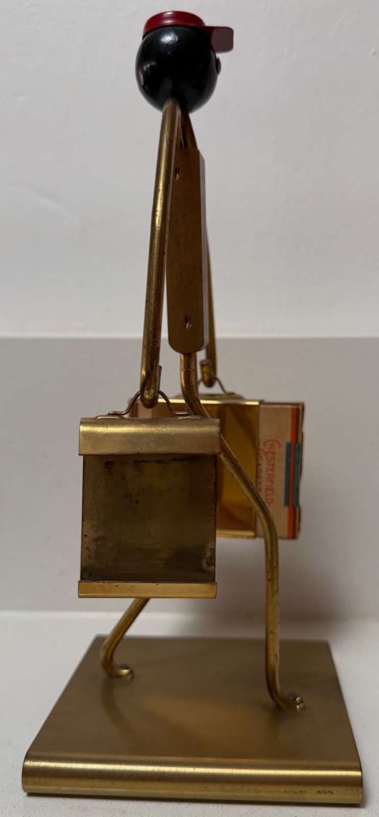 Vintage 1940s Bellhop Brass Cigarette Stand Holder Tobacciana Phillip Morris