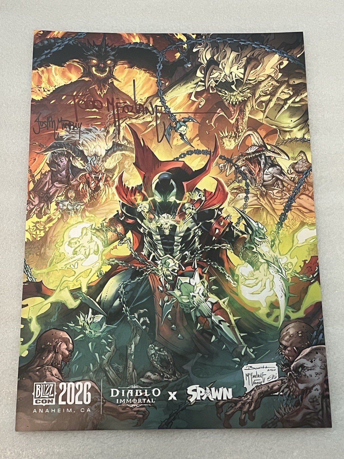 DIABLO IMMORTAL X SPAWN POSTER 2X SIGNED BY TODD MCFARLANE 20”x14” BLIZZCON 2026