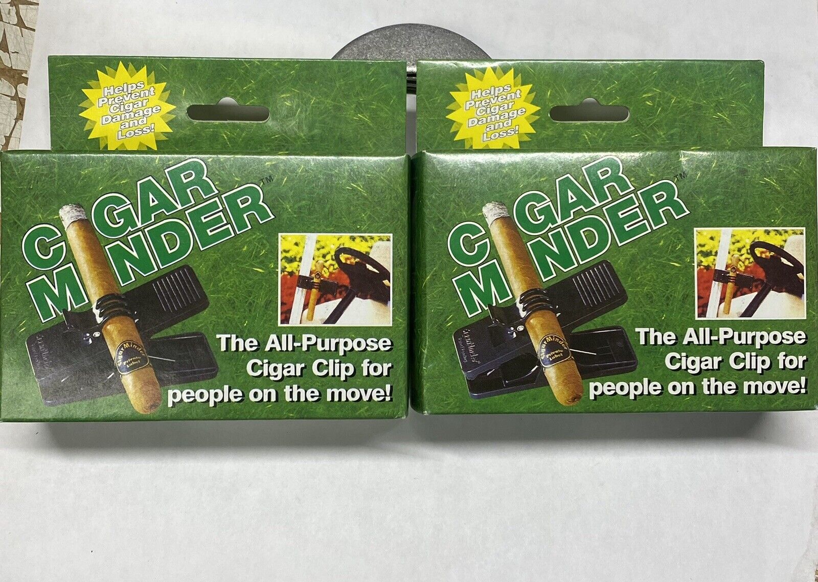 (2-pk) Cigar Minder Black Clip Attaches Cigars to Golf Carts RV\'s BBQ Grills