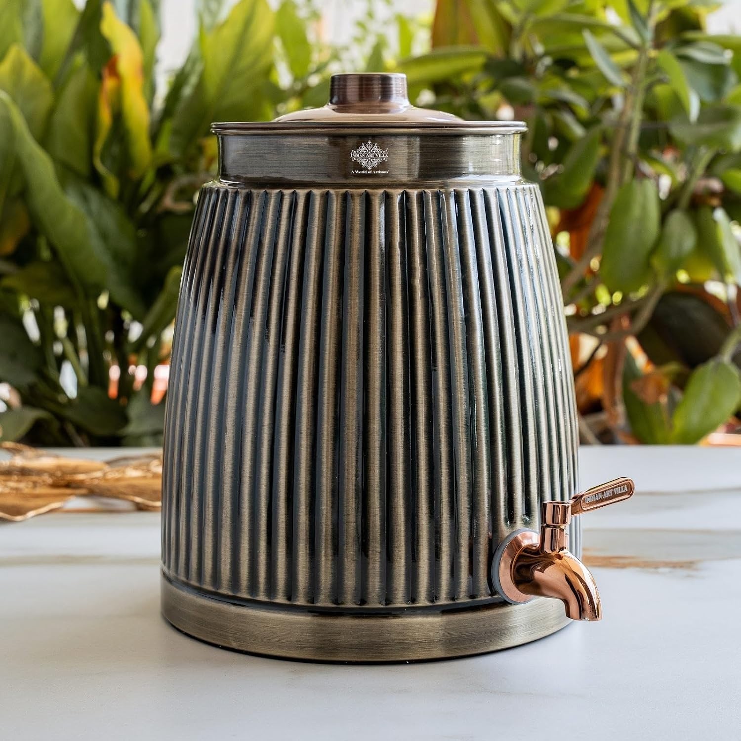 Premium Antique Pure Copper Dispenser pot Barrel water Good 7 liters