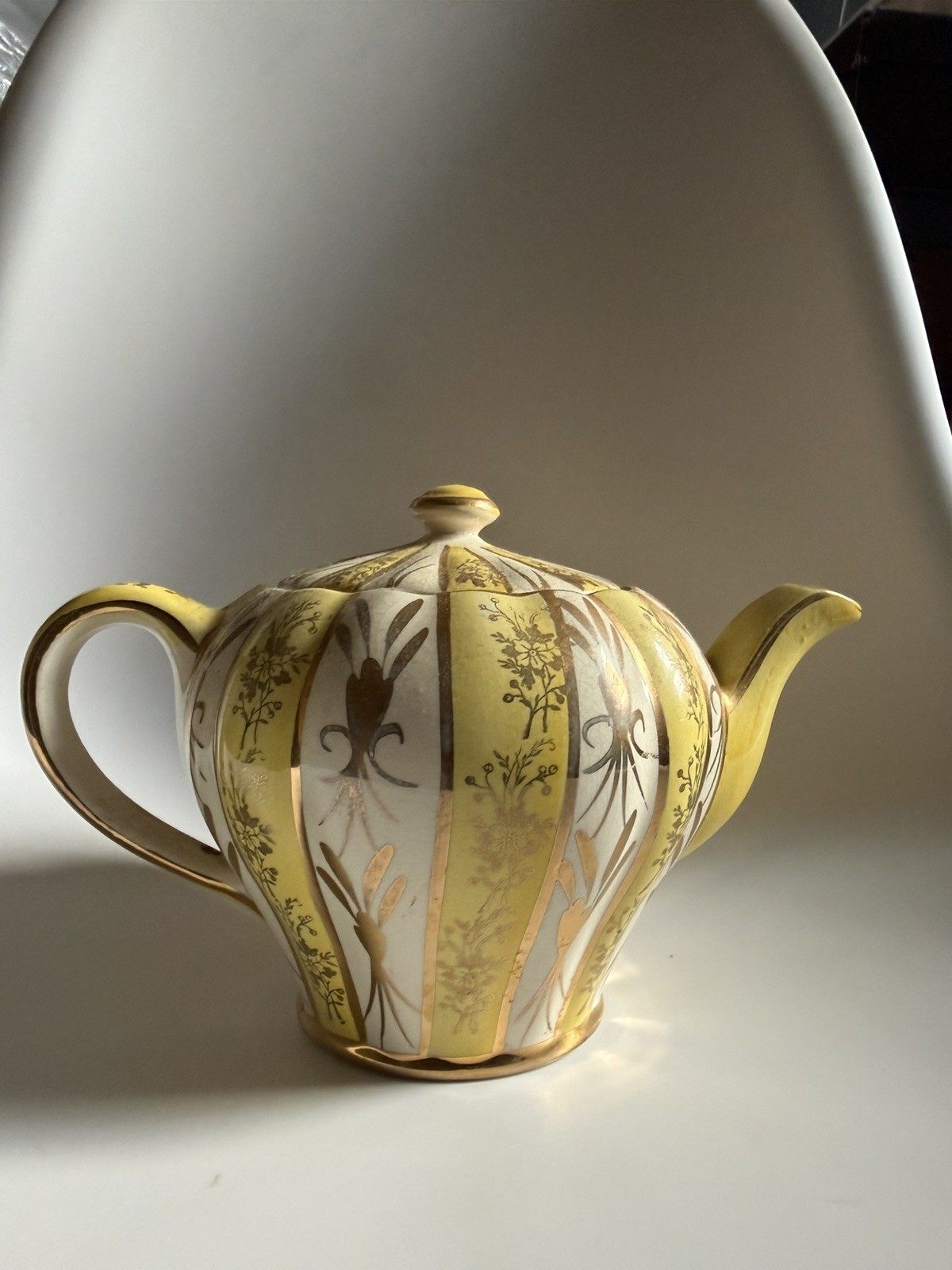 Antique Sudlow’s Burslem England Teapot Yellow Floral Gilt Vintage c1900s Antique Sudlow’s Burslem England Teapot Yellow Floral Gilt Vintage c1900s