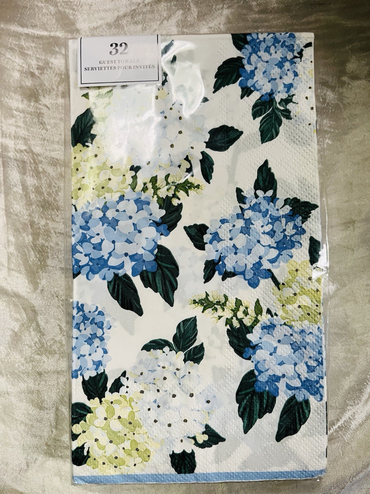 Punch Studio 32 Paper Guest Towels- Floral Hydrangeas
