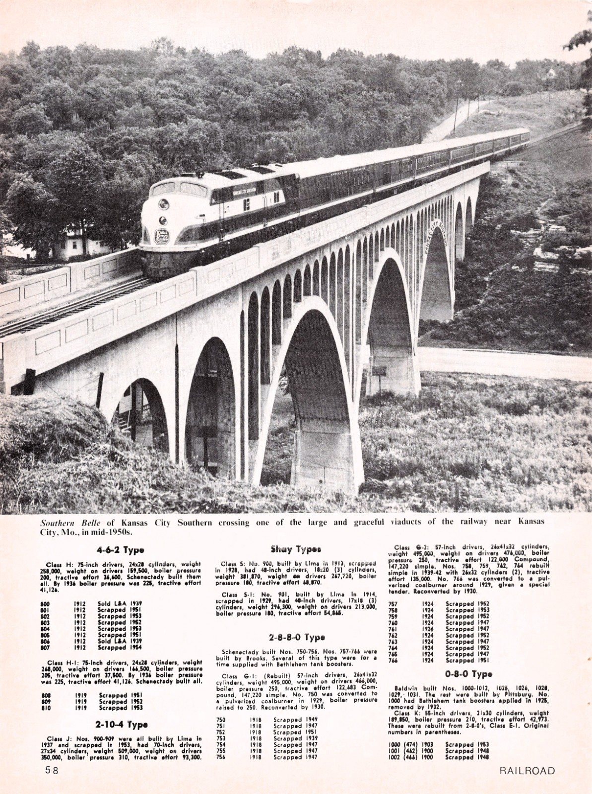 Kansas City Southern Belle Passenger Train Viaduct MO 1976 Mag Image