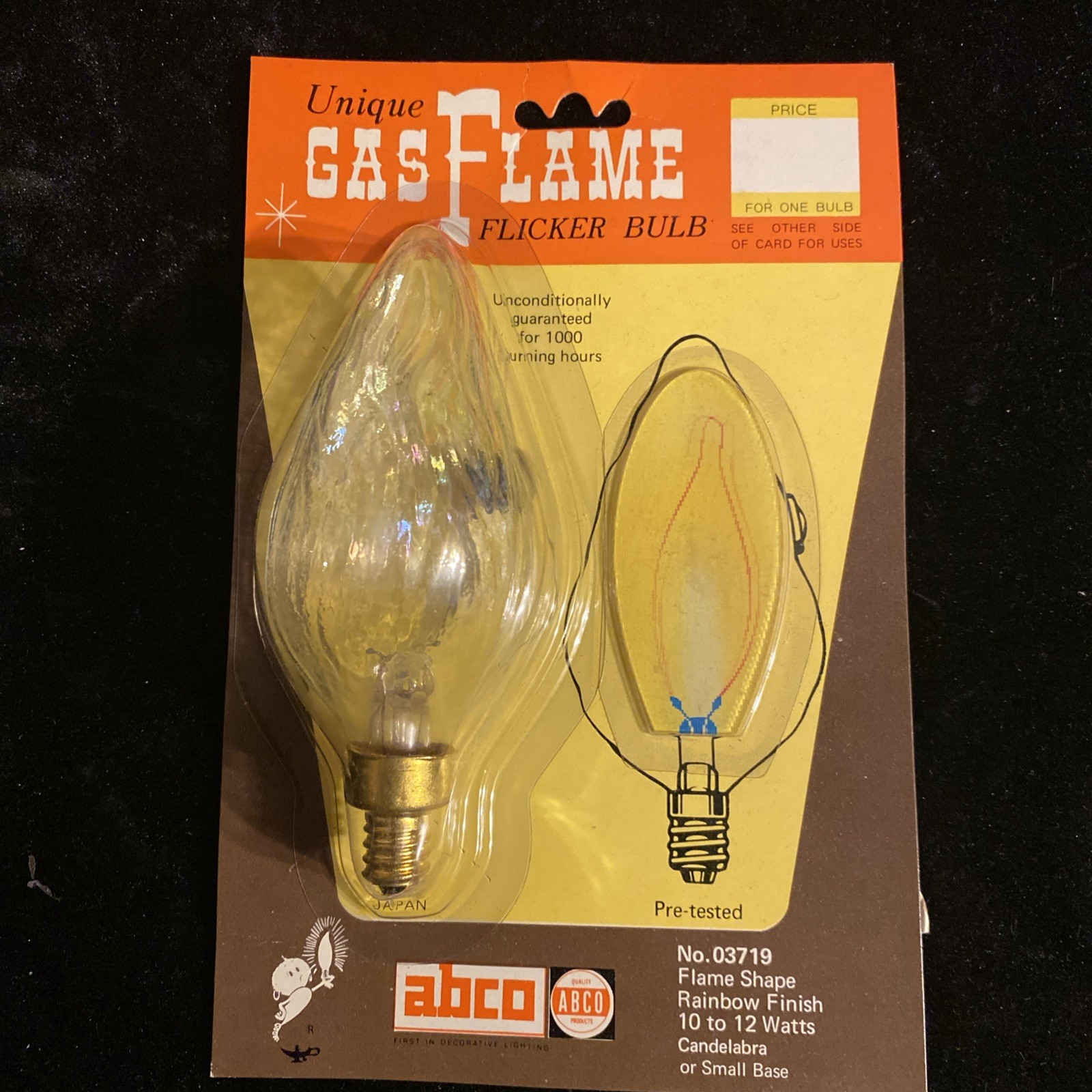 VTG NOS ABCO Gas Flame Flicker Light Bulb Bala Fire Rainbow Iridescent 10 Avail