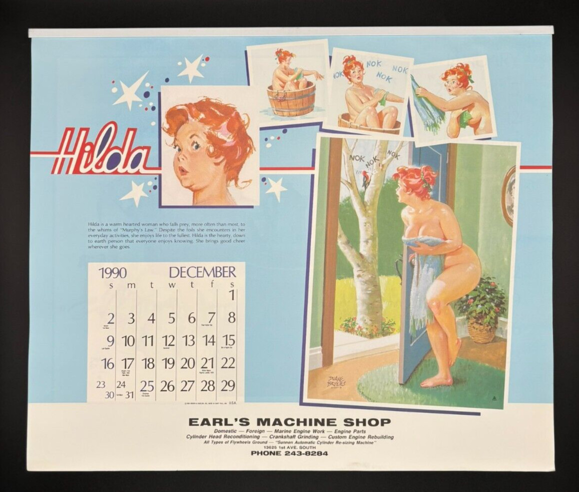 Vintage Hilda (artist Duane Bryers) 1990-91 Complete Calendar w/ hanger - New