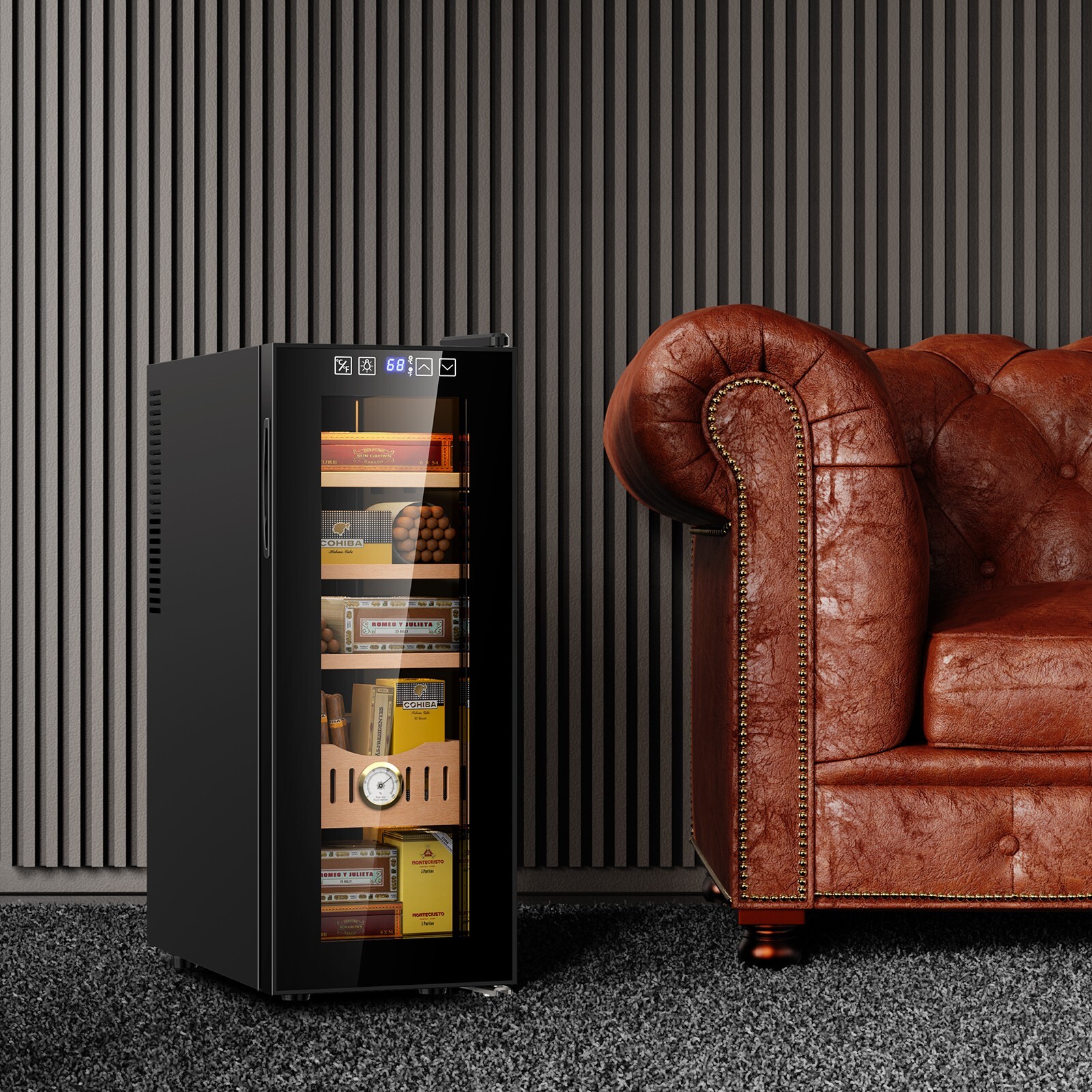 35L Electric Humidor Fridge Cabinet 250 Count Capacity Only Cooling Control 35L Electric Humidor Fridge Cabinet 250 Count Capacity Only Cooling Control