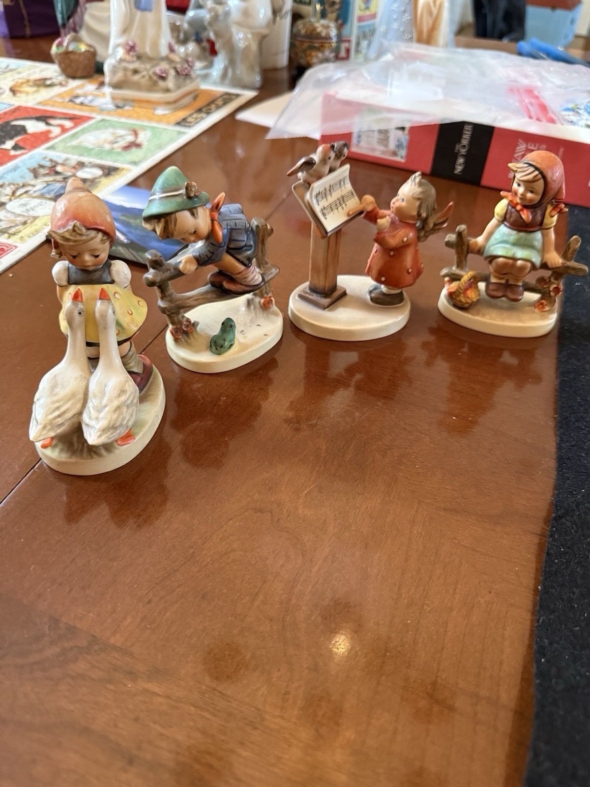 Vintage Goebel Hummel Figurine Lot of 4 - Goose Girl, Bird Duet, Wayside Harmony