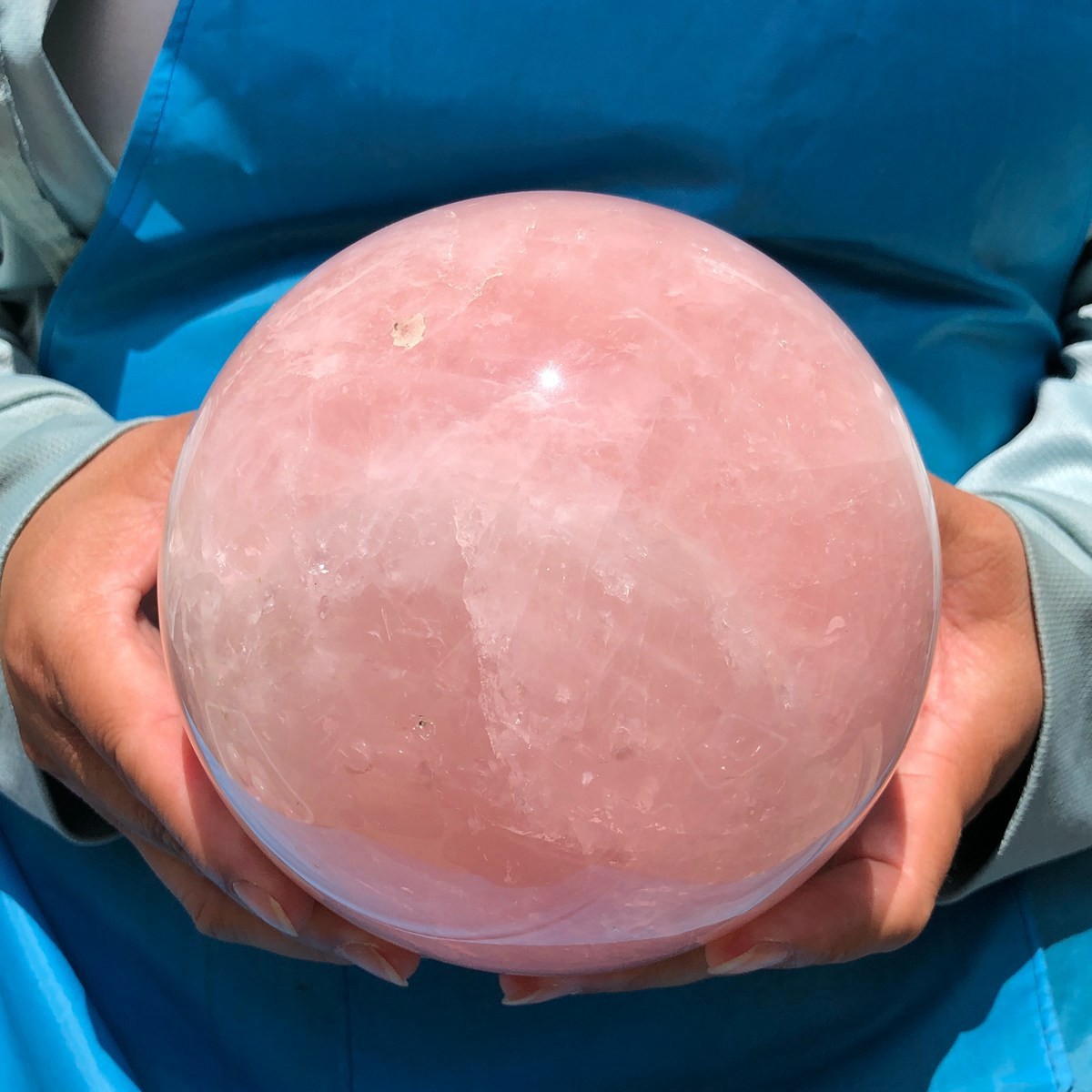 7.37LB Rare Natural Pink Crystal Ball Quartz Crystal Bll Reiki Healing 1097