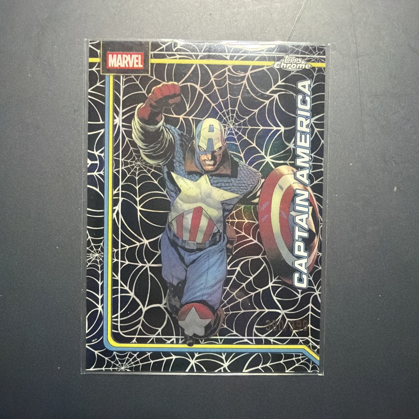 2026 Topps Marvel Chrome #19 Captain America Spider Web Black Refractor /399