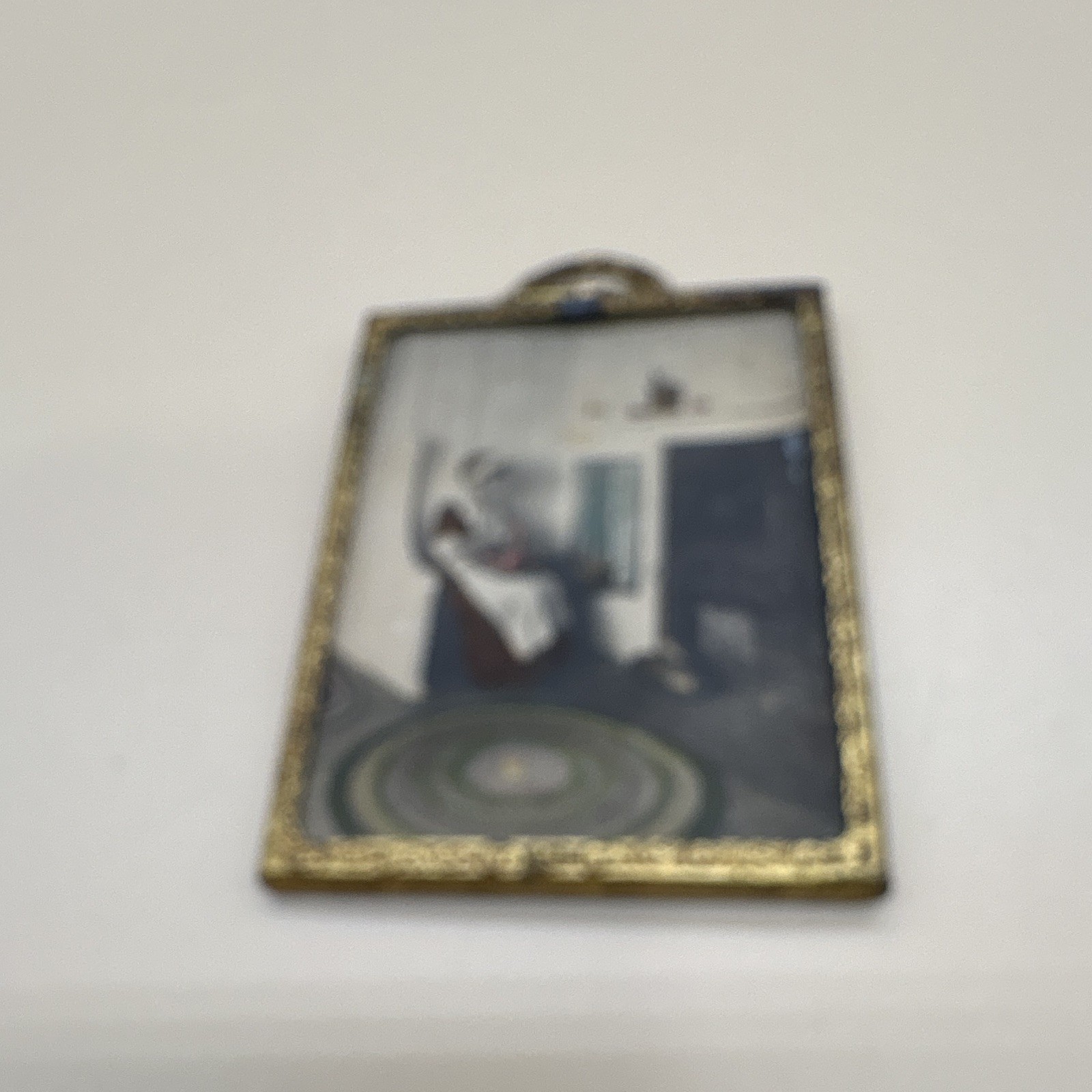 vintage, hand-tinted miniature framed photograph titled \